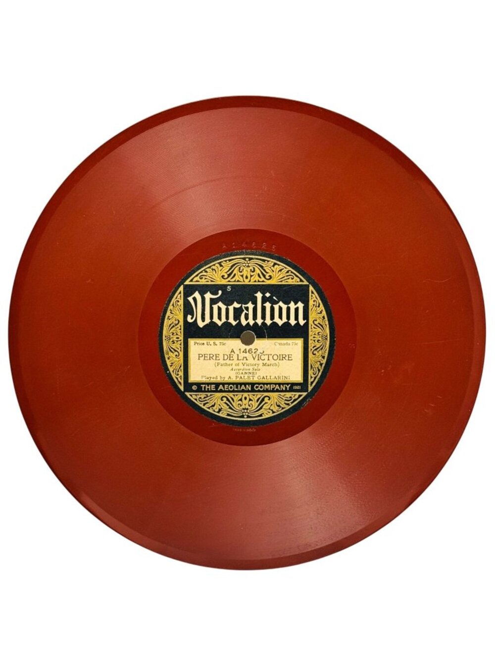 Vocalion A Palet Gallarini Accordion 10” Record Père De La Victoire French March